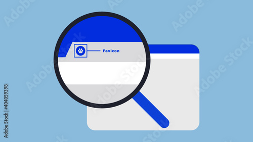 This graphic illustrates the website favicon location when displayed in search engine.
