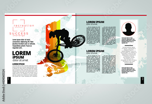 Printing magazine with sport subject in background, easy to editable vector