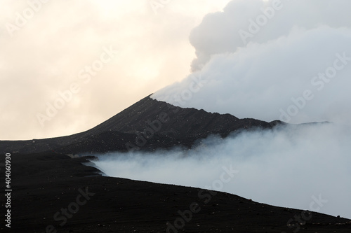 Smoking crater of active Marum volcano, Ambrym, Vanuatu
