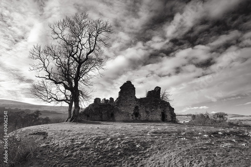 Landscape image of Pendragon Castle near Kirkby Stephen, Yorkshire Dales National Park, England, UK. photo