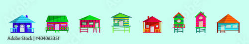 Fotografia set of shack cartoon icon design template with various models
