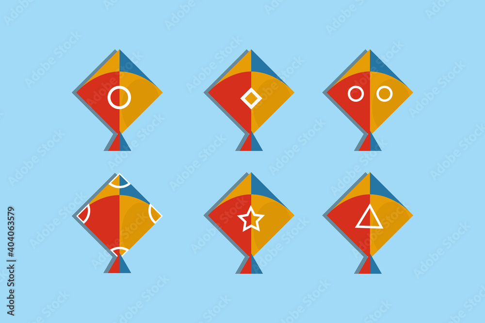 set of flat style cartoon kites designed with circles and square star vector illustration.
set of flat style cartoon kites designed with circles and square star vector illustration.
