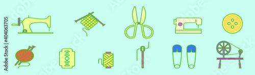 set of sewing cartoon icon design template with various models. vector illustration isolated on blue background
