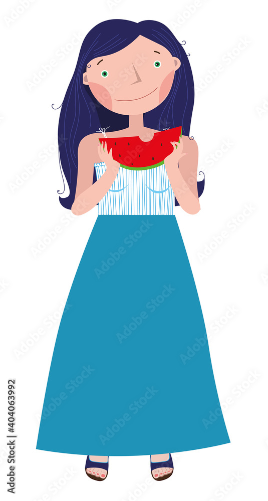 Girl with watermelon on a white background Girl with watermelon on a white background