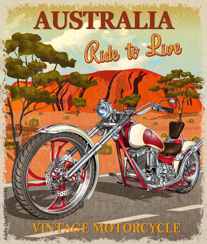 Vintage Australia motorcycle poster.