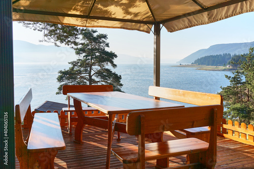 Relaxing pergola with wonderful landscape view