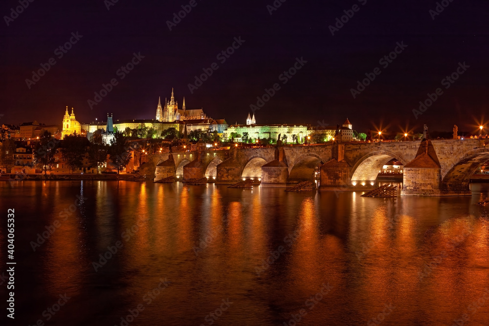 View over Vltava river Prague Czech republic Europe