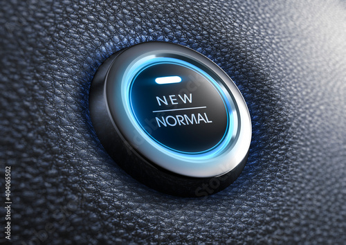 Start button new normal with blue light - 3D illustration 