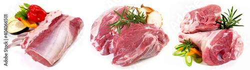 Lamm Fleisch roh - Lammfleisch wie Lammkeule, Lammrücken und Lammhaxe Freisteller