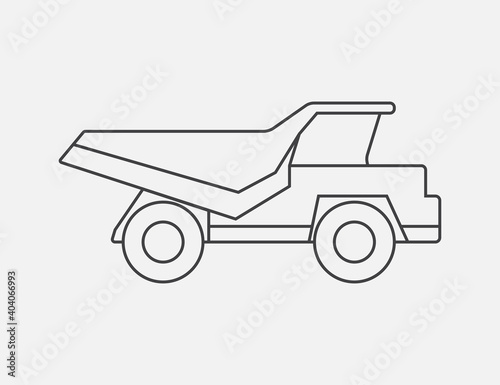 Dump truck. Simple drawing vector illustration on light background EPS10