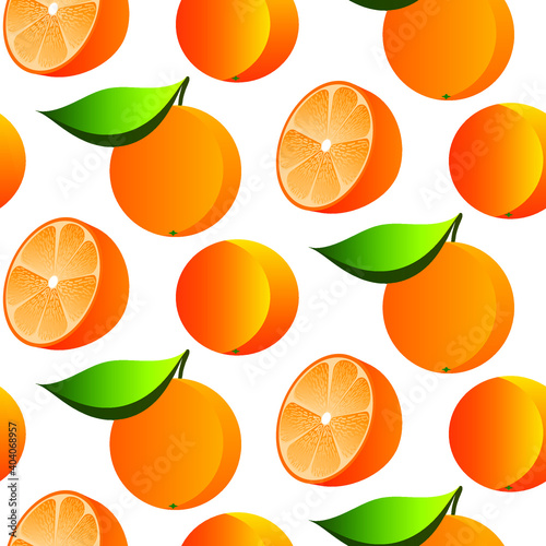 oranges seamless vector pattern, fruit citrus print