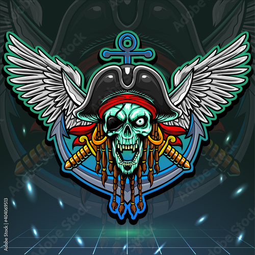 Skull pirate mascot. esport logo design