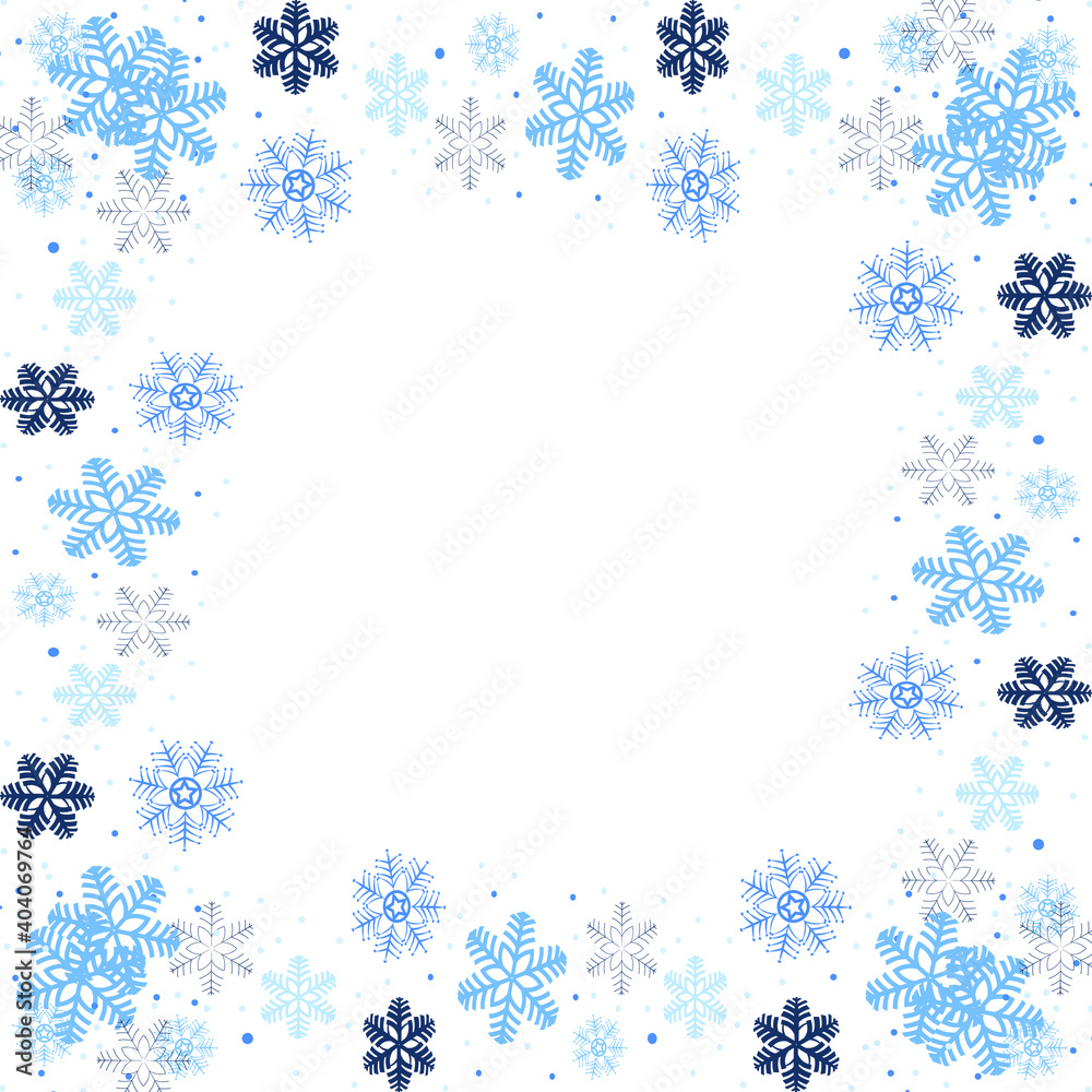 snowflake frame , new year banner, isolated winter square border