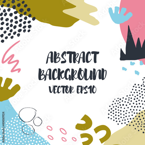 Abstract background in trendy style with botanical and geometric elements, textures. Natural pastel colours. . Vector illustration. Design for social media posts or web banners.