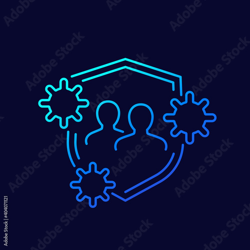 herd immunity to a virus line vector icon