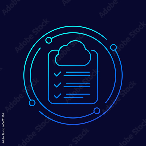 cloud and checklist line vector icon