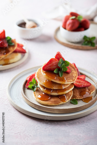 Breakfast concept with pancakes