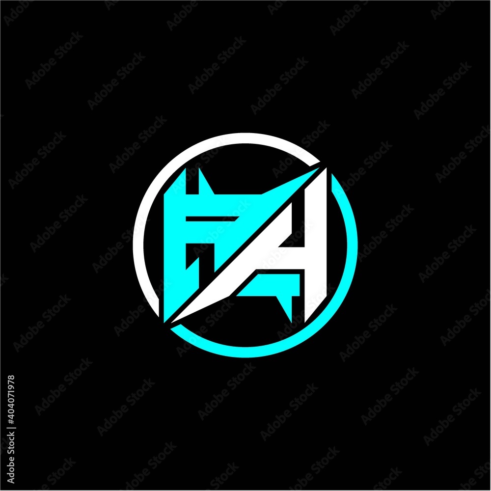 Modern minimalist design with the initials letter A H square and rings around it. Modern minimalist design with the initials letter A H square and rings around it.