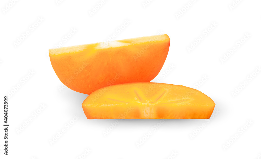 fresh ripe persimmons isolated on white background. fresh ripe persimmons isolated on white background.