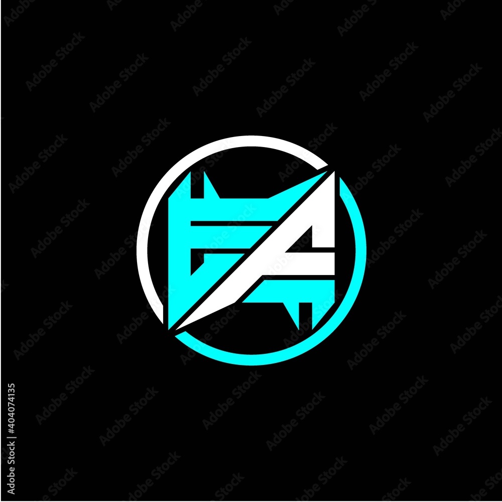 Modern minimalist design with the initials letter E F square and rings around it. Modern minimalist design with the initials letter E F square and rings around it.