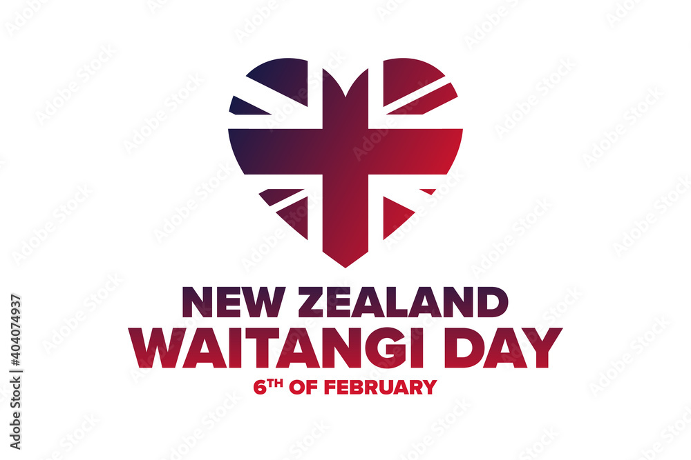 Fototapeta premium Waitangi Day. New Zealand. 6th of February. Holiday concept. Template for background, banner, card, poster with text inscription. Vector EPS10 illustration.