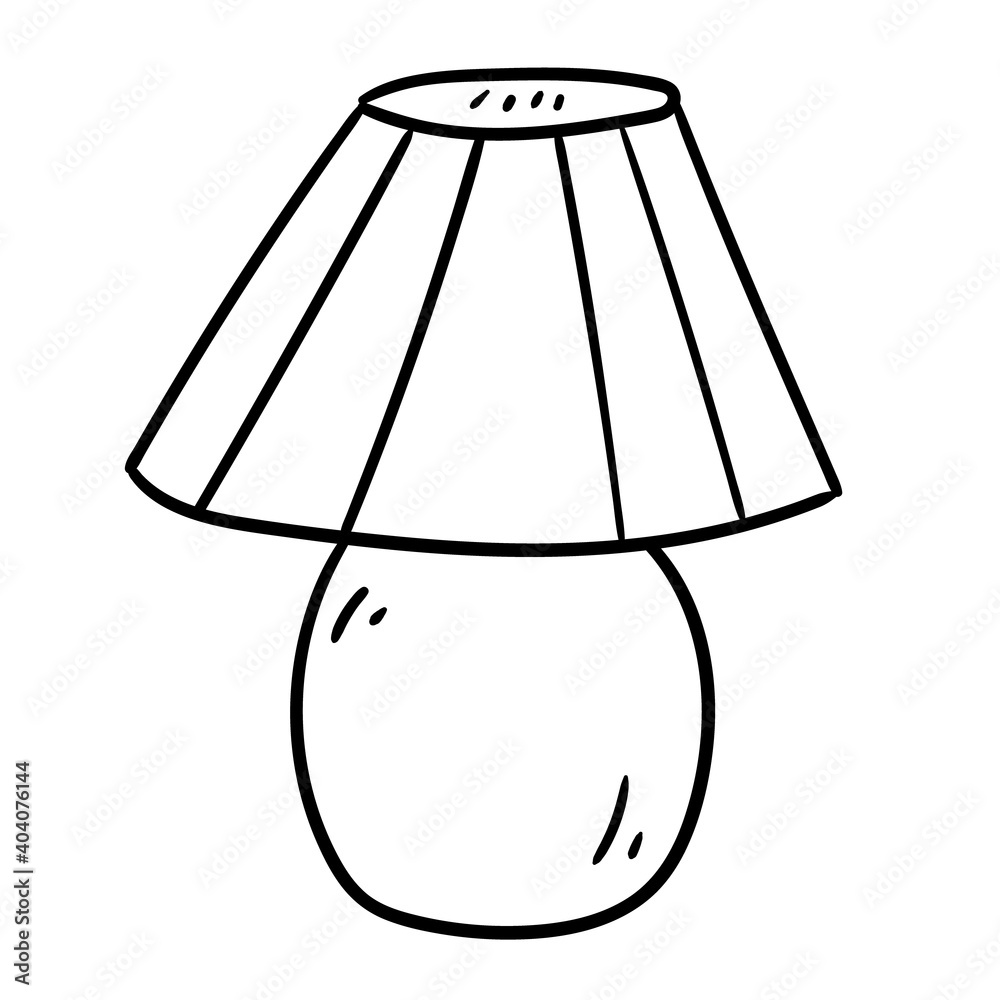 The Table Lamp hand drawn in doodle style. Cozy home isolated element, simple, minimalism. scandinavian hygge style