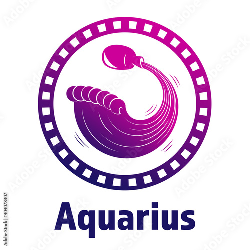 A jug with water pouring out of it. Astrology zodiac sign Aquarius. Vector flat design web icon illustration.