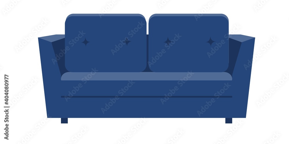 Comfortable modern dark blue sofa Flat vector illustration isolated Comfortable modern dark blue sofa Flat vector illustration isolated