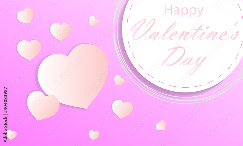 Valentines day circular banner with hearts, vector art illustration.