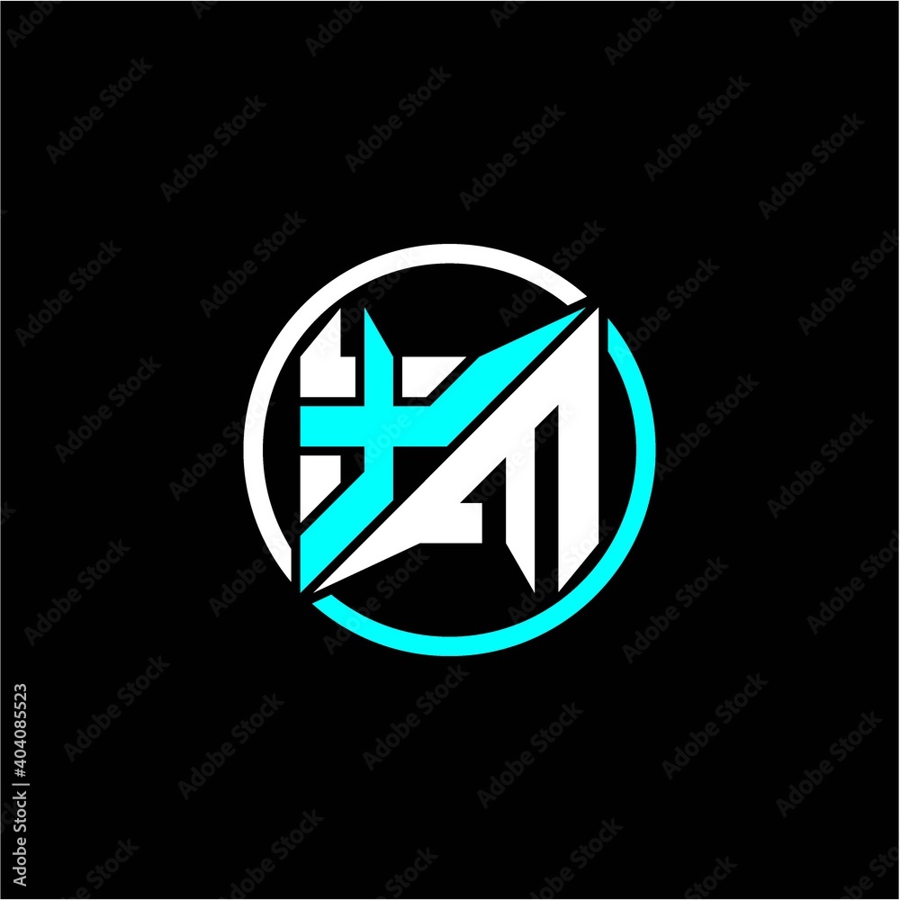 Modern minimalist design with the initials letter X M square and rings around it. Modern minimalist design with the initials letter X M square and rings around it.
