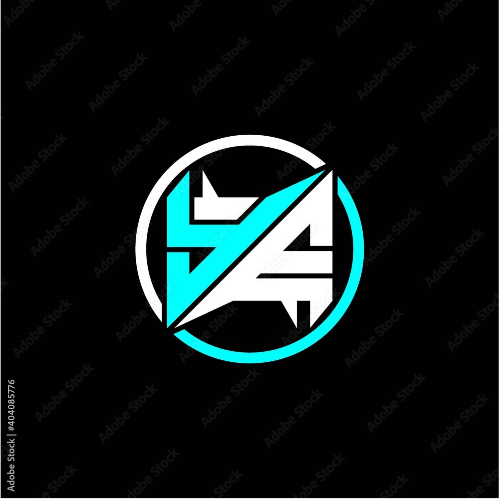 Modern minimalist design with the initials letter Y E square and rings around it. Modern minimalist design with the initials letter Y E square and rings around it.