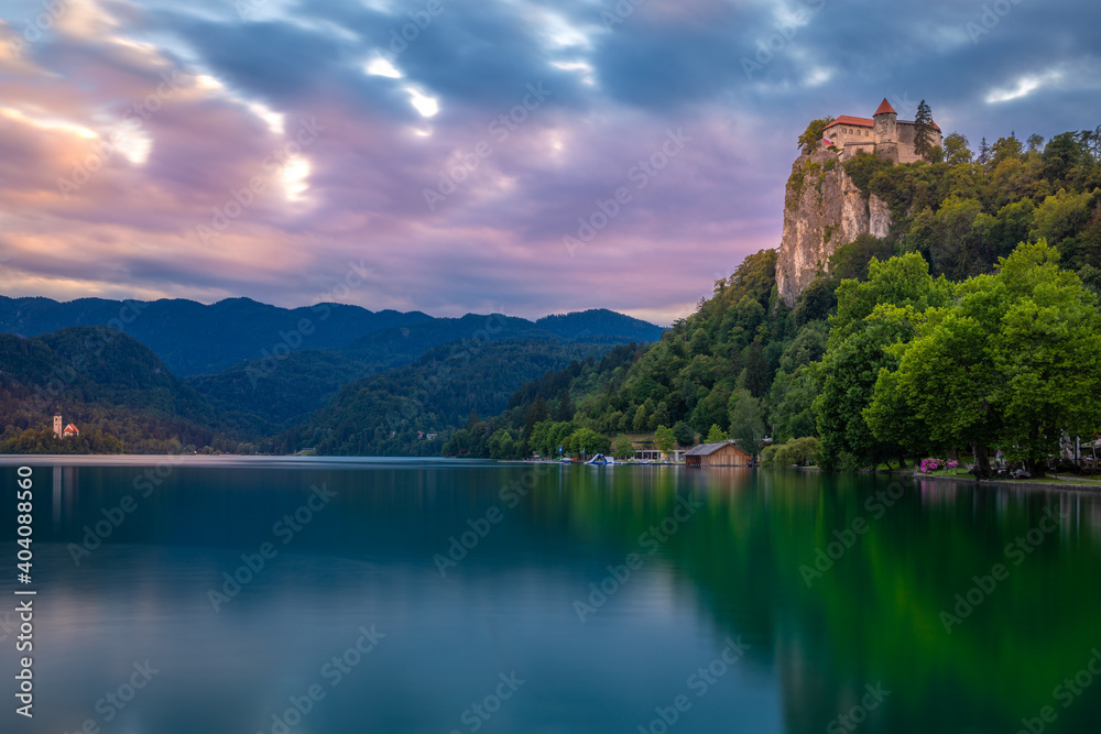 Naklejka premium Old Castle and lake Bled in Bled, Slovenia.