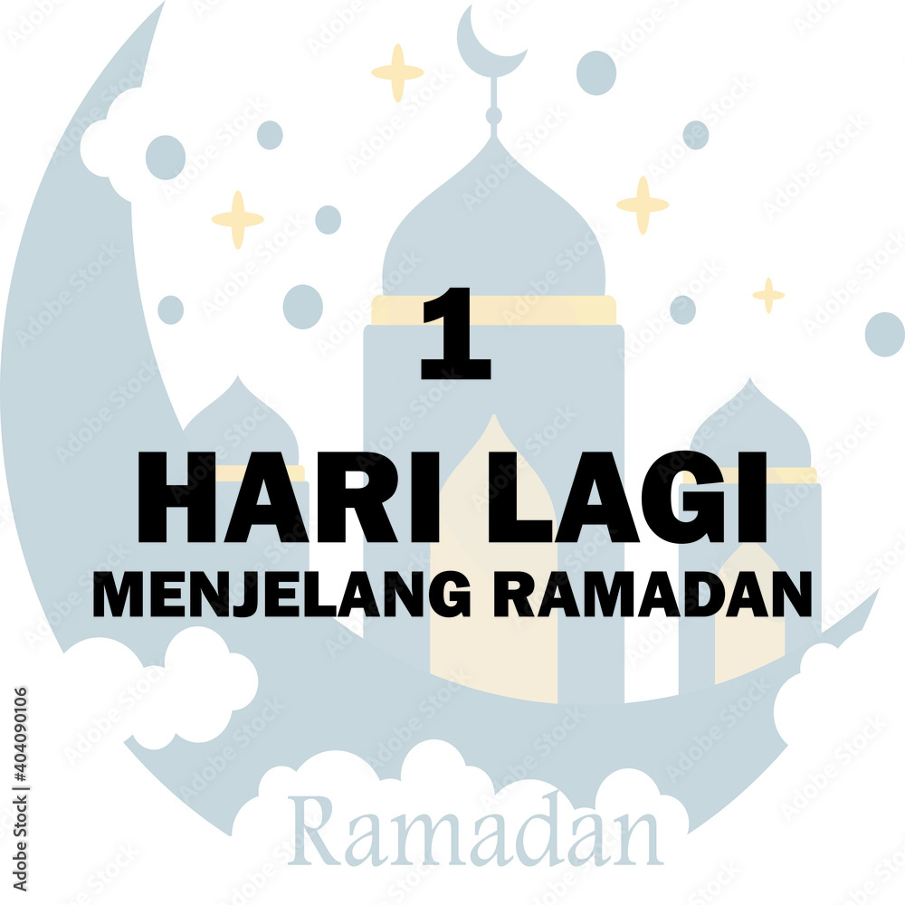vector illustration : 1 day left for ramadan 
