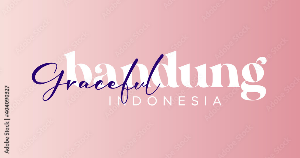Bandung Typography template Graceful Wonderfull Indonesia Lettering for greeting card
