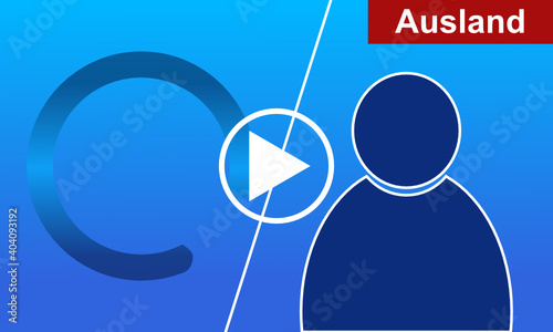 Auslandskorrespondent Podcast mit Abspielsymbol vor blauem Hintergrund
