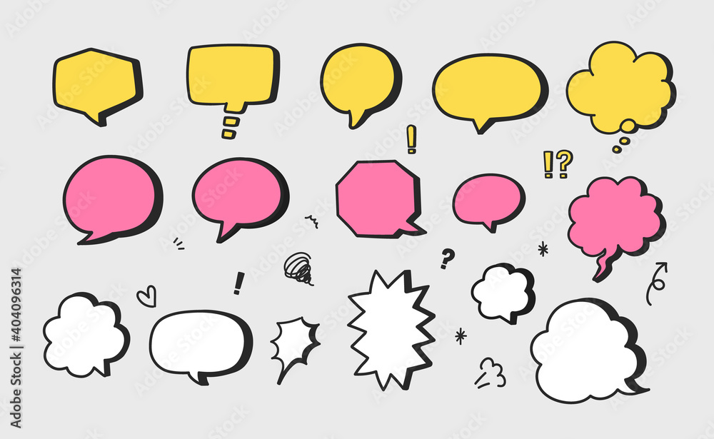 Joyful speech bubbles set in various colors and sizes, vector illustration. Joyful speech bubbles set in various colors and sizes, vector illustration.