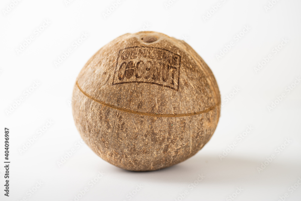 Signed coconut isolated on white background Signed coconut isolated on white background