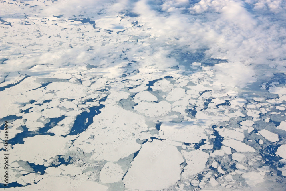 Fototapeta premium Aerial view of ice floes