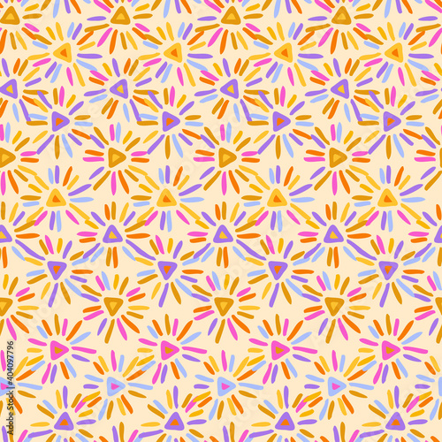 Vector seamless pattern colorful design of abstract hand-drawn flowers in pastel colors
