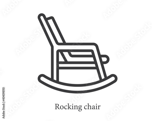 rocking chair vector icon.  Editable stroke. Symbol in Line Art Style for Design, Presentation, Website or Apps Elements, Logo. Pixel vector graphics - Vector