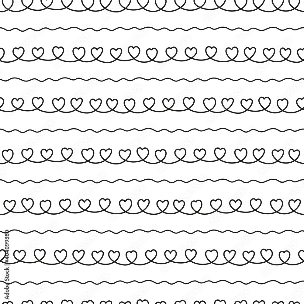 Love hearts background for Valentine's Day. Hand drawn seamless texture, background, pattern with curves lines for textiles, giftware, wallpaper. Love hearts background for Valentine's Day. Hand drawn seamless texture, background, pattern with curves lines for textiles, giftware, wallpaper.