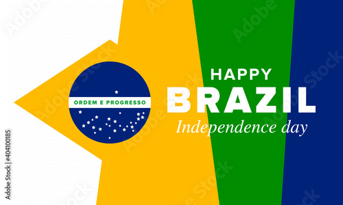 Brazil Independence Day. Happy national holiday. Freedom day. Celebrate annual in September 7. Brazil flag. Patriotic brazilian design. Poster, card, banner, template, background. Vector illustration