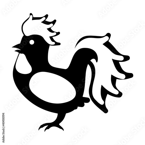 Rooster is a flightless bird. Silhouette, sign, logo. Vector illustration