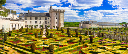 Most beautiful castles of Europe - chateau Villandry with splendid botanical gardens . Loire valley, France photo