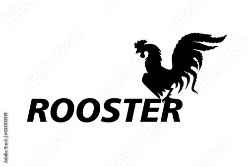 Rooster is a flightless bird. Silhouette, sign, logo. Vector illustration
