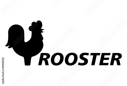 Rooster is a flightless bird. Silhouette, sign, logo. Vector illustration