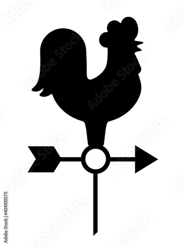 Rooster is weather vane. Silhouette, sign, logo. Vector illustration