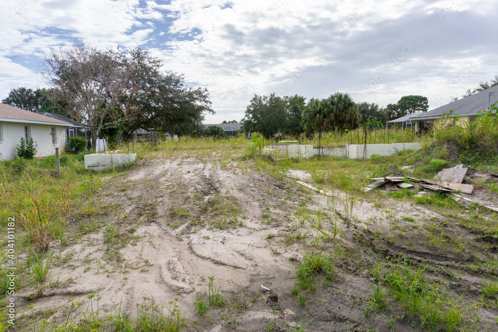 Vacant lot abandoned build site in Florida