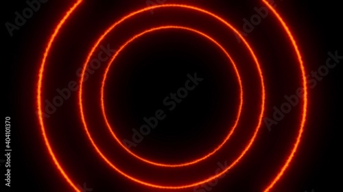 Glowing fiery rings of circles video animation