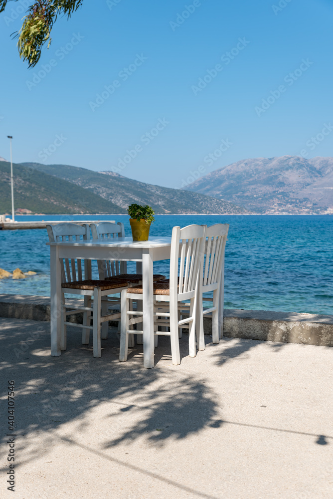 Fototapeta premium Restaurant table on the island of Kefalonia in Greece